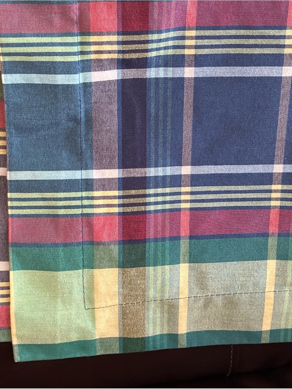 Vintage king plaid pillowcase, shams, Liz Claiborne made in USA villager madras
